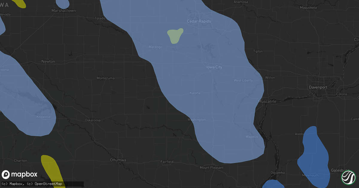 Hail map in Wellman, IA on July 20, 2026