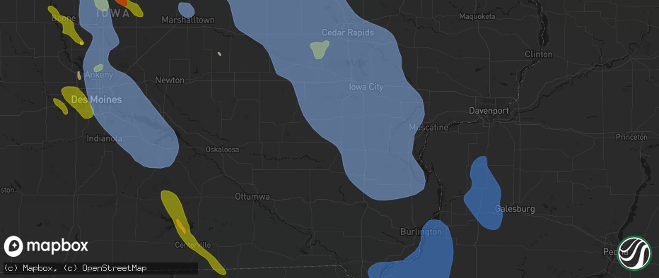 Hail map in West Chester, IA on July 20, 2026