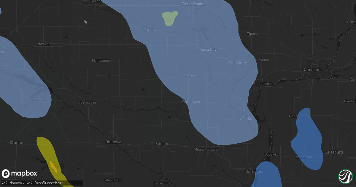 Hail map in West Chester, IA on July 20, 2026