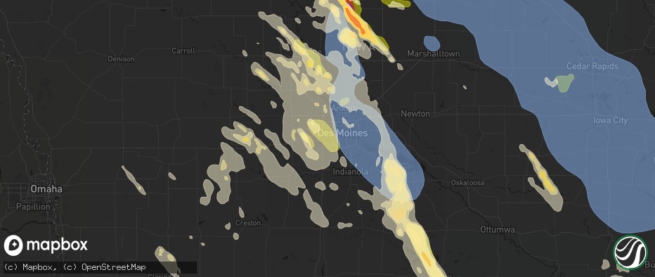 Hail map in West Des Moines, IA on July 20, 2026