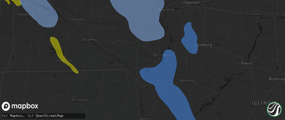 Hail map in West Point, IA on July 20, 2026