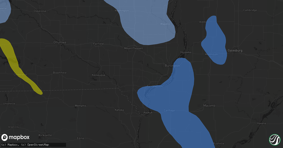 Hail map in West Point, IA on July 20, 2026