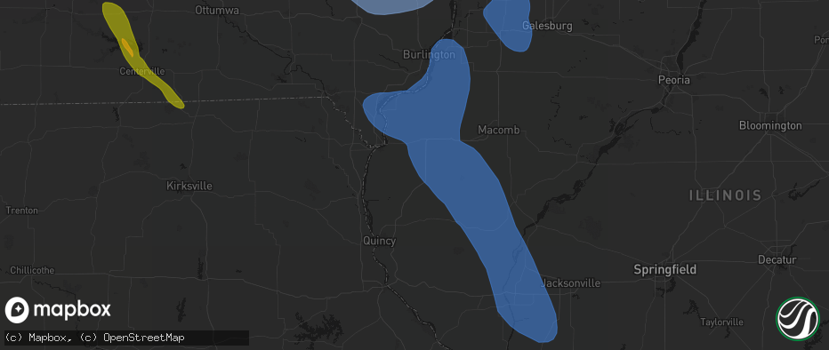 Hail map in West Point, IL on July 20, 2026