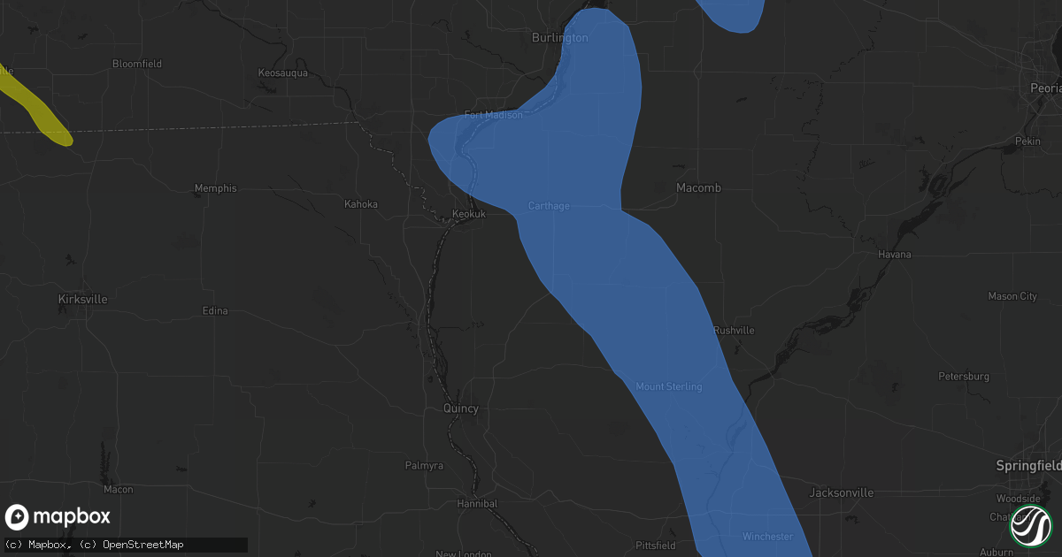 Hail map in West Point, IL on July 20, 2026