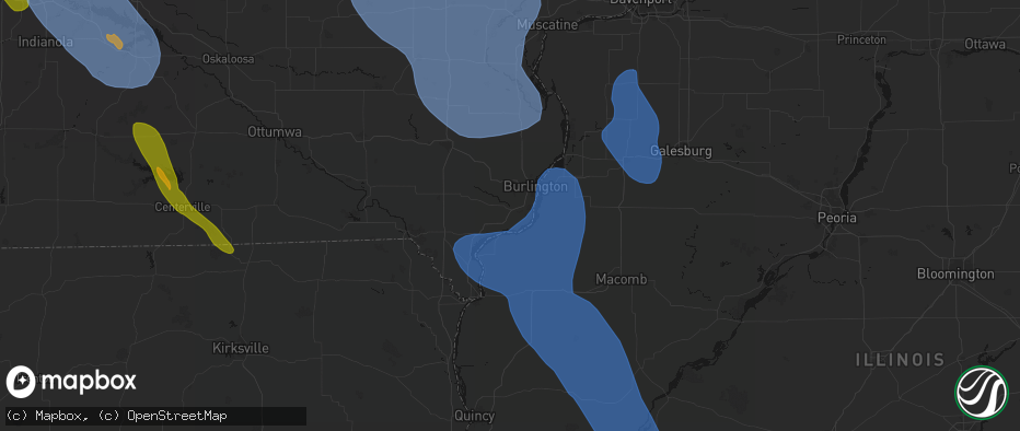 Hail map in Wever, IA on July 20, 2026