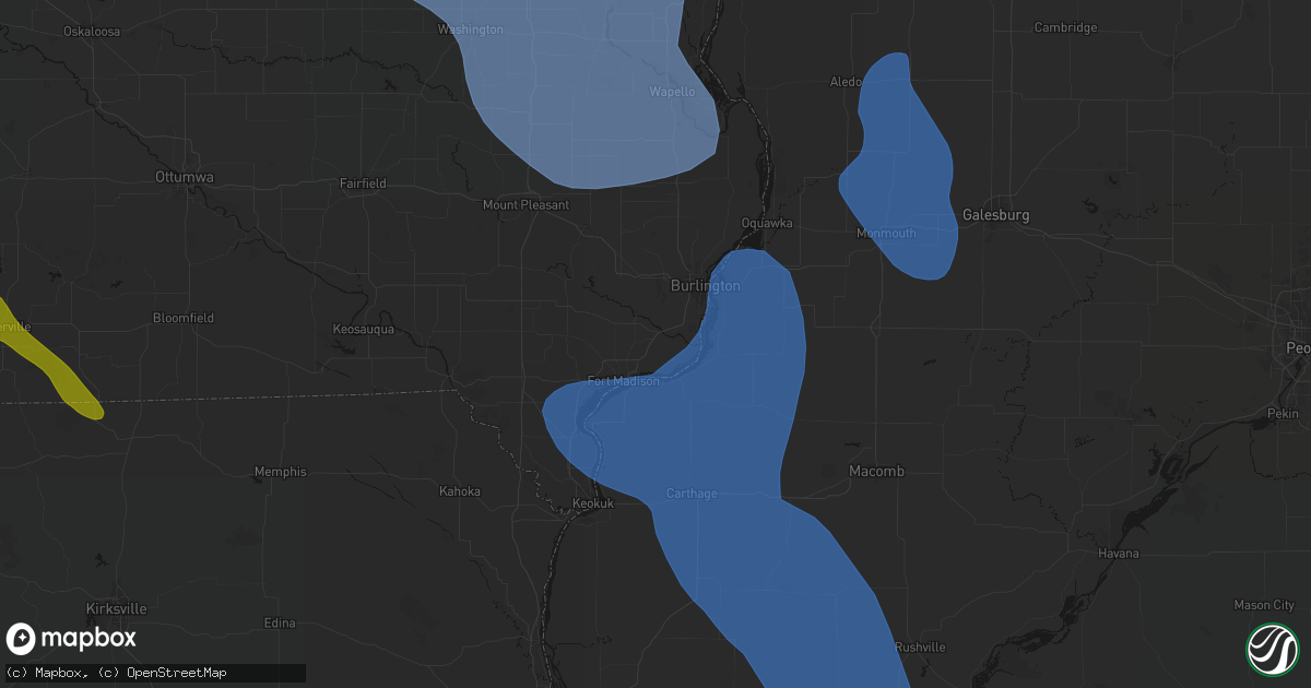 Hail map in Wever, IA on July 20, 2026