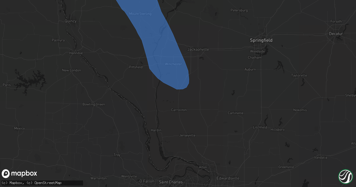 Hail map in White Hall, IL on July 20, 2026