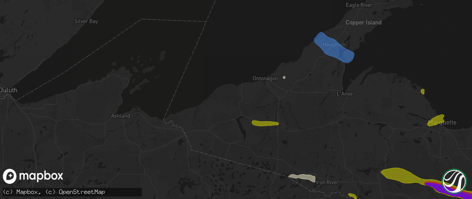 Hail map in White Pine, MI on July 20, 2026