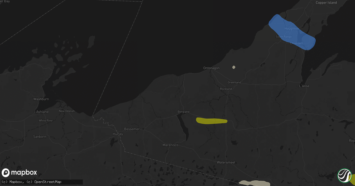 Hail map in White Pine, MI on July 20, 2026
