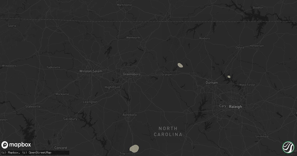 Hail map in Whitsett, NC on July 20, 2026