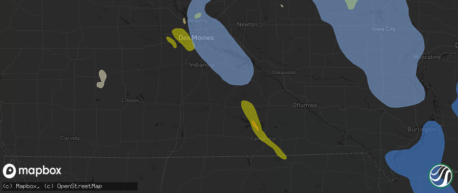 Hail map in Williamson, IA on July 20, 2026