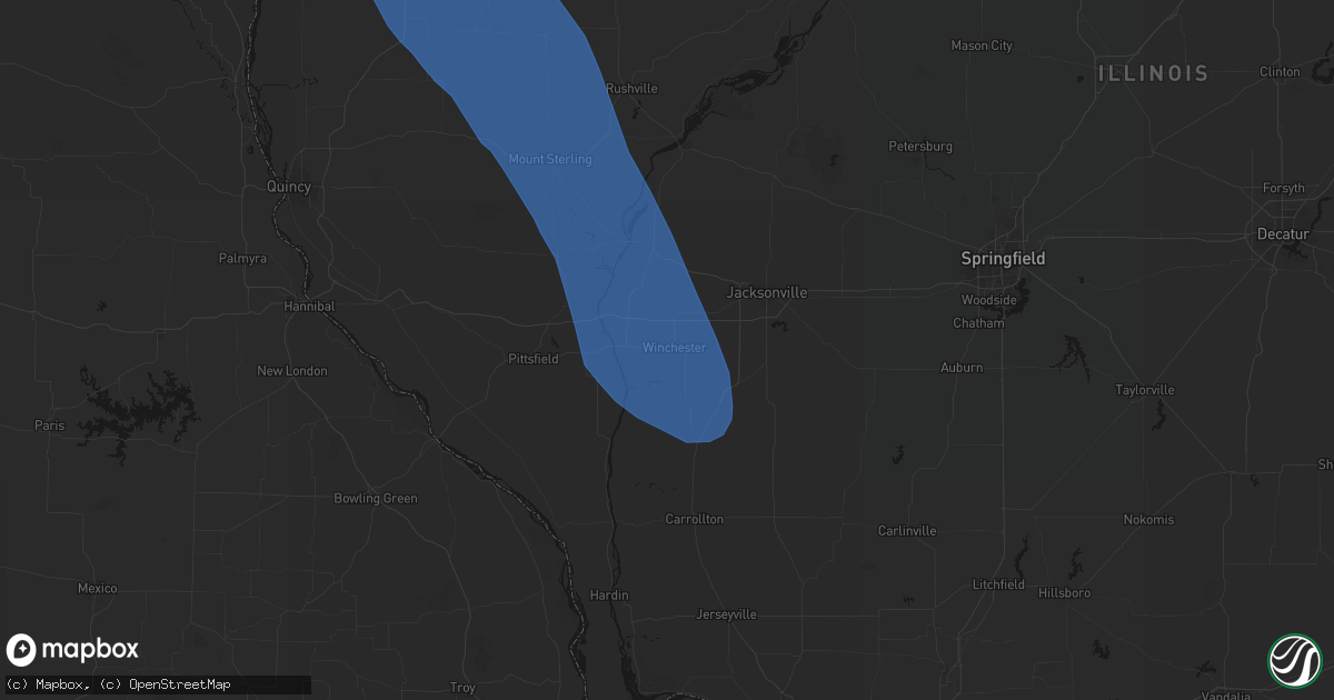 Hail map in Winchester, IL on July 20, 2026