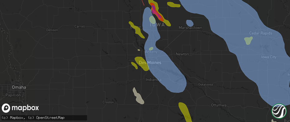 Hail map in Windsor Heights, IA on July 20, 2026
