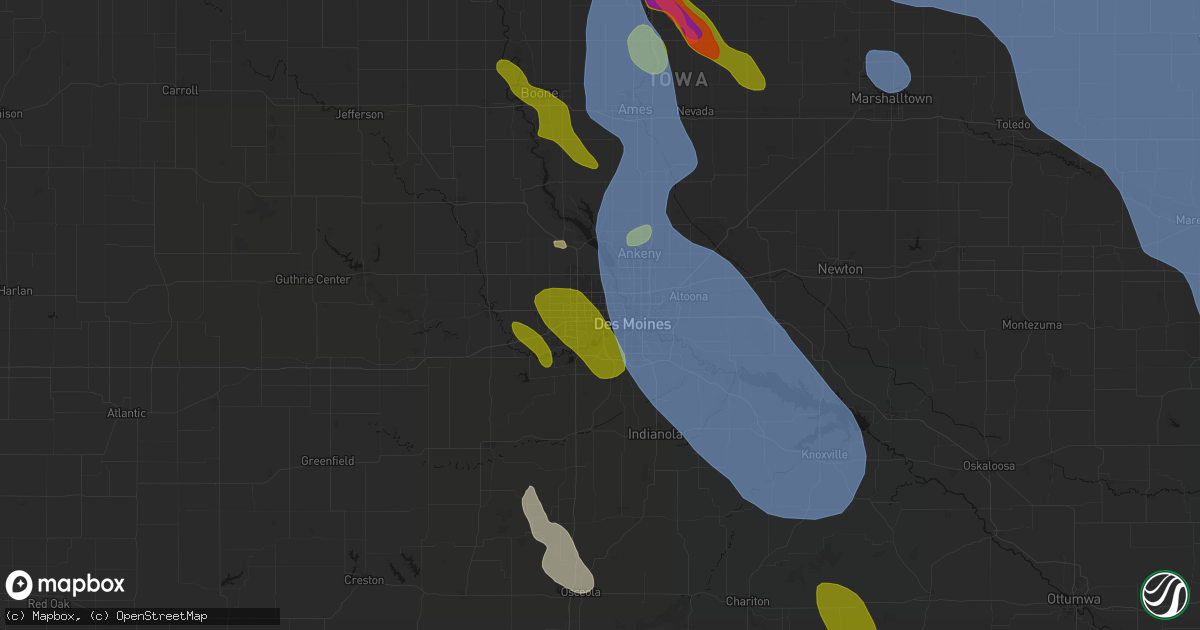 Hail map in Windsor Heights, IA on July 20, 2026