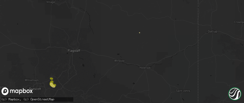 Hail map in Winslow, AZ on July 20, 2026