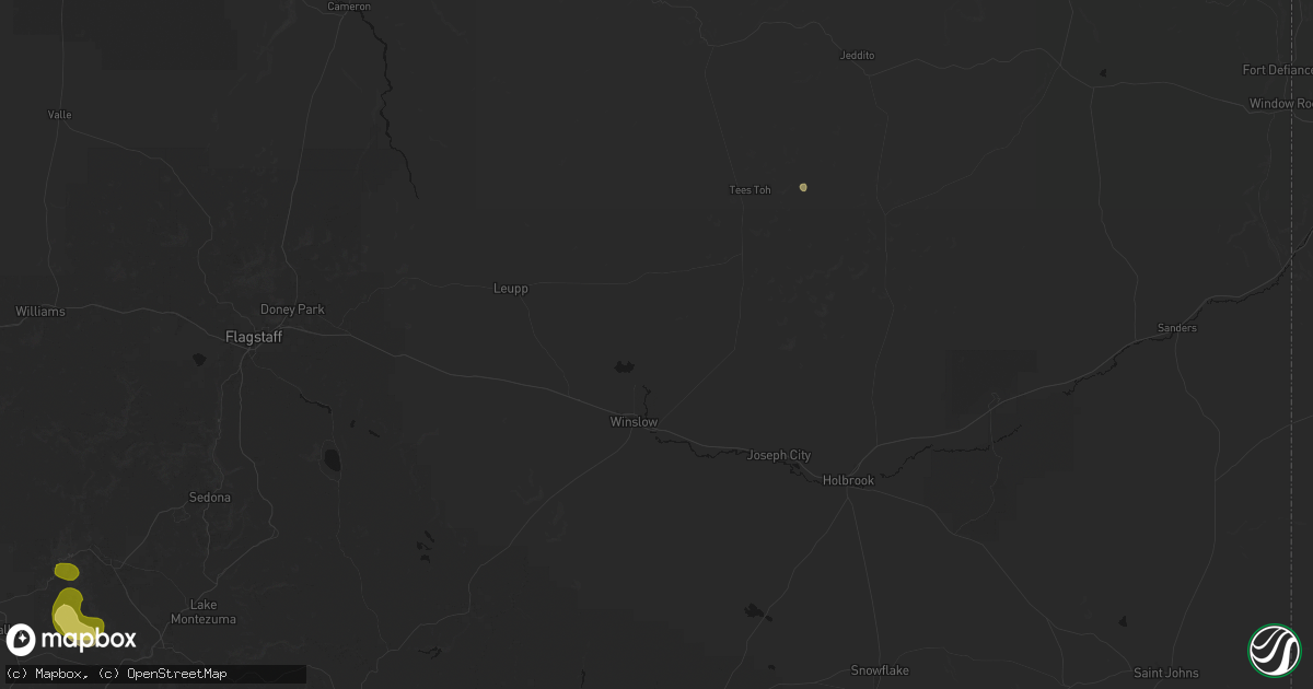 Hail map in Winslow, AZ on July 20, 2026
