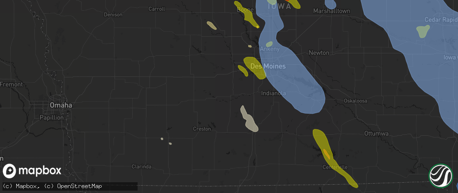 Hail map in Winterset, IA on July 20, 2026