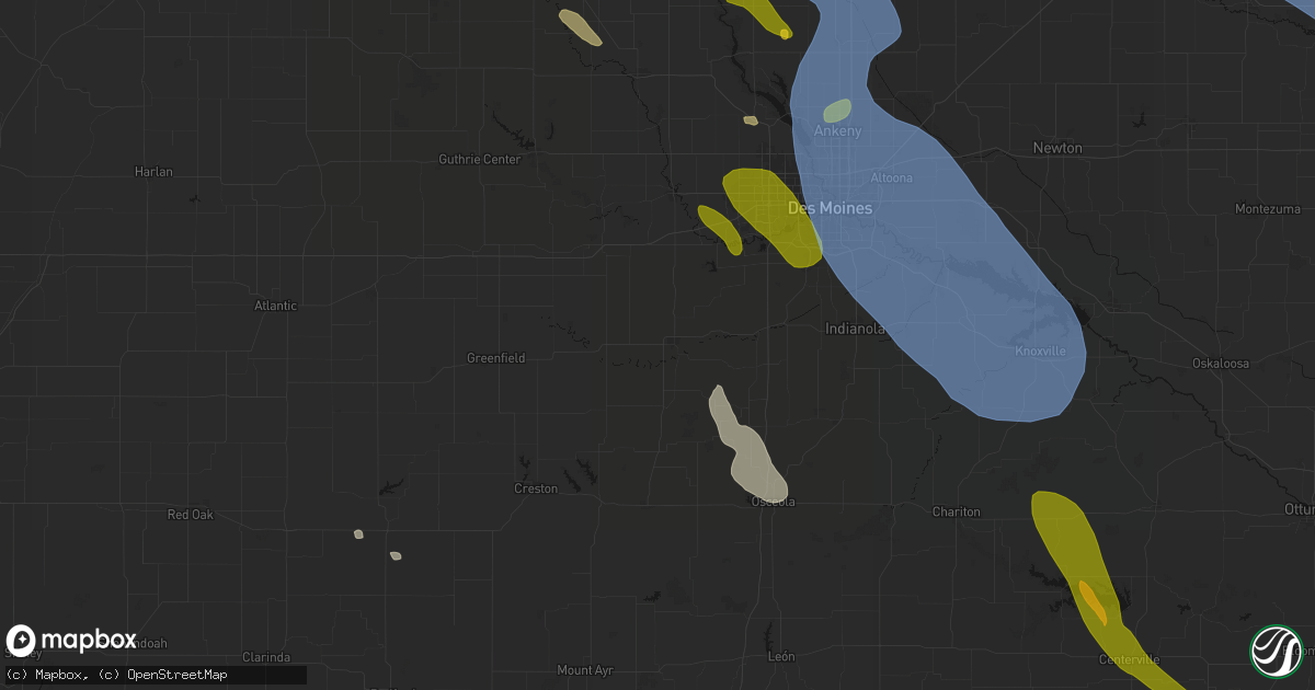 Hail map in Winterset, IA on July 20, 2026