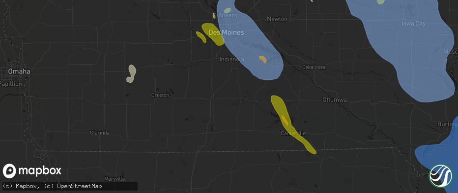 Hail map in Woodburn, IA on July 20, 2026