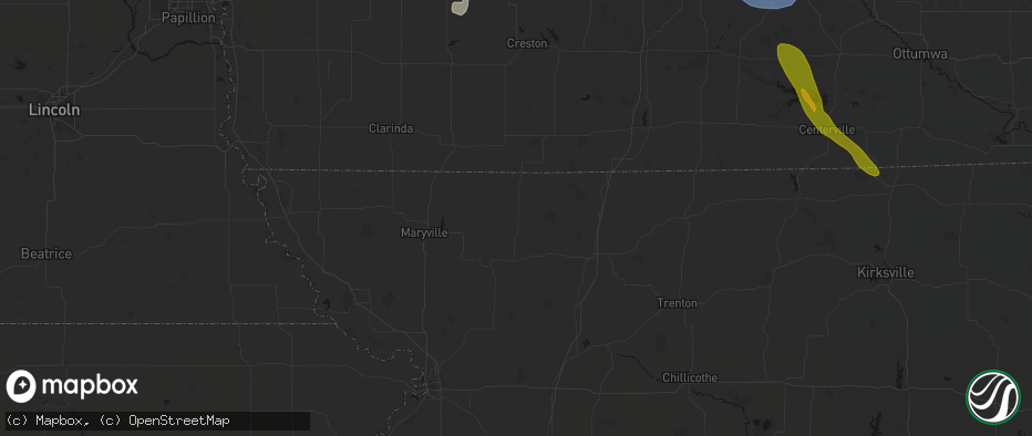 Hail map in Worth, MO on July 20, 2026
