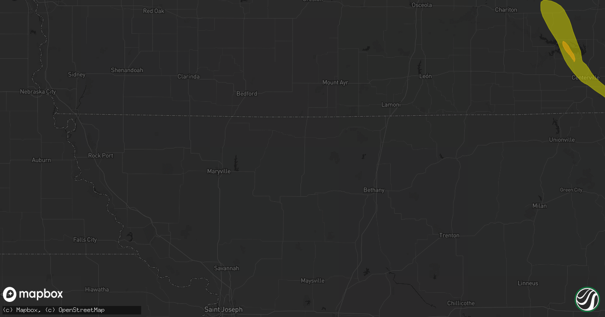 Hail map in Worth, MO on July 20, 2026