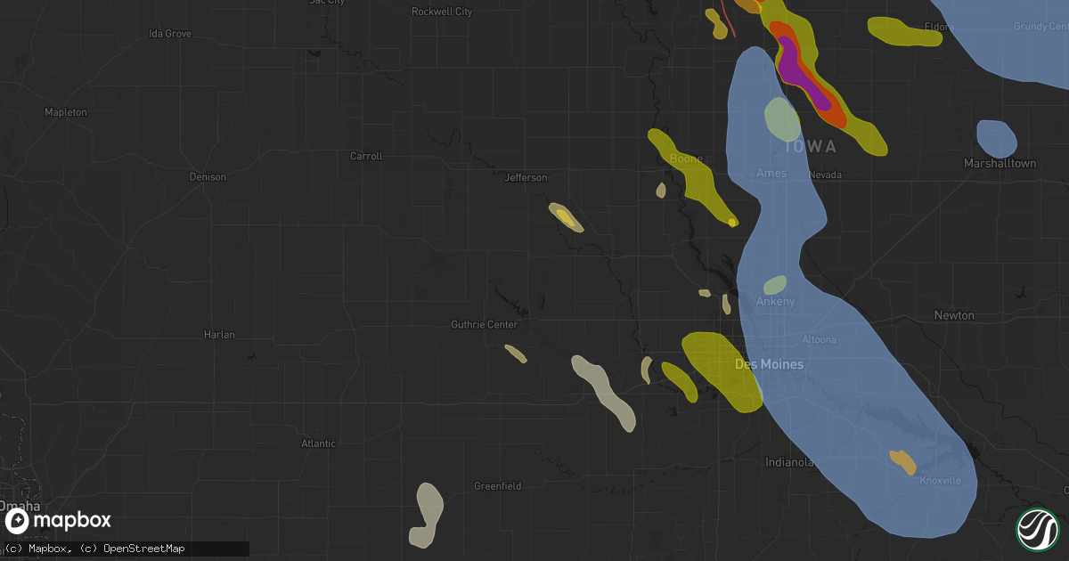 Hail map in Yale, IA on July 20, 2026