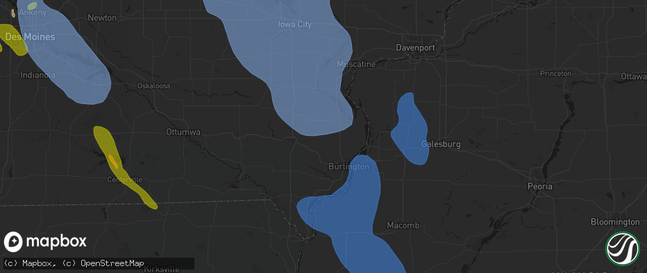 Hail map in Yarmouth, IA on July 20, 2026