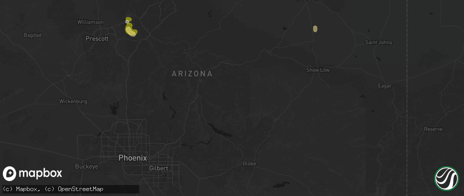 Hail map in Young, AZ on July 20, 2026