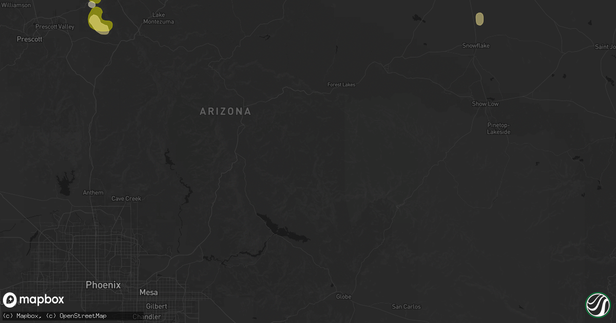 Hail map in Young, AZ on July 20, 2026