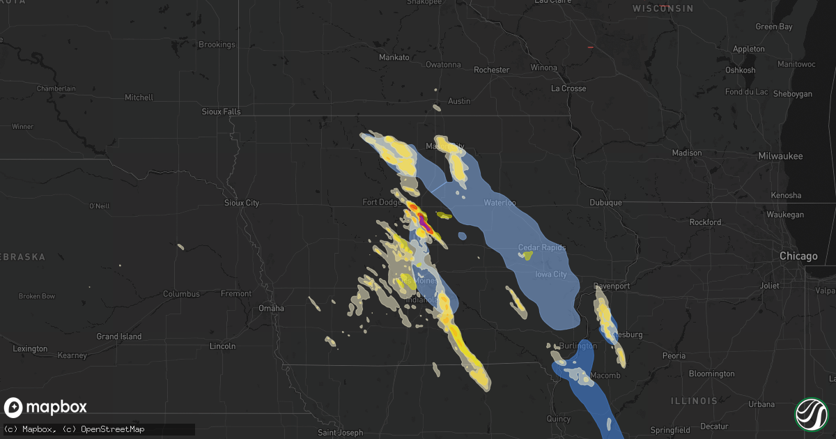 Hail map on July 20, 2026