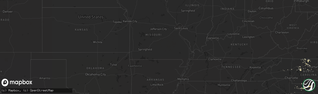 Hail map in Louisiana on July 21, 2012