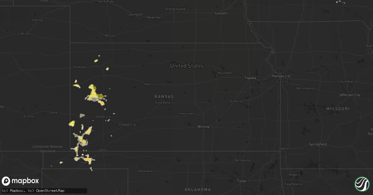 Hail map in Kansas on July 21, 2014