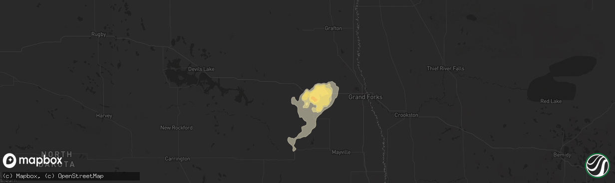 Hail map in Larimore, ND on July 21, 2014