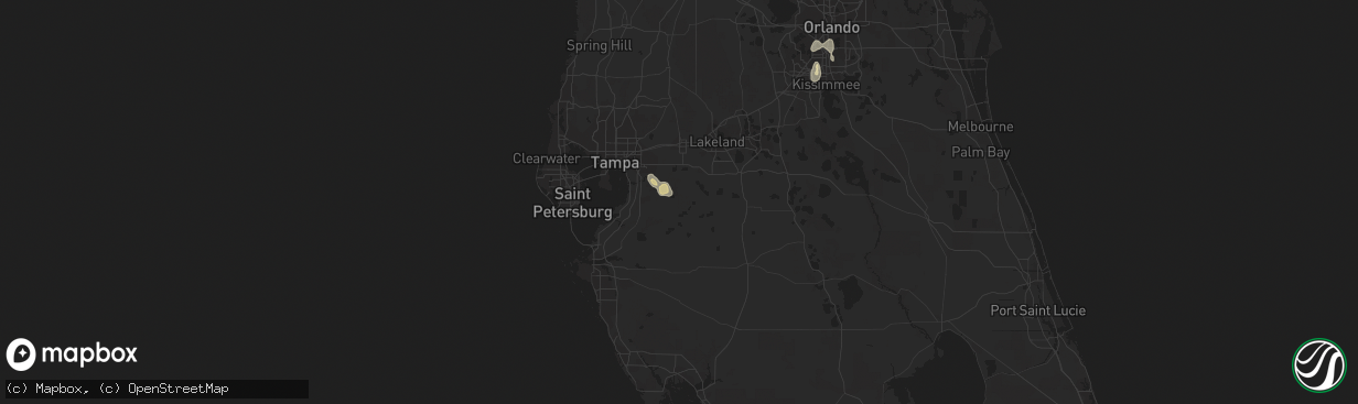 Hail map in Lithia, FL on July 21, 2014