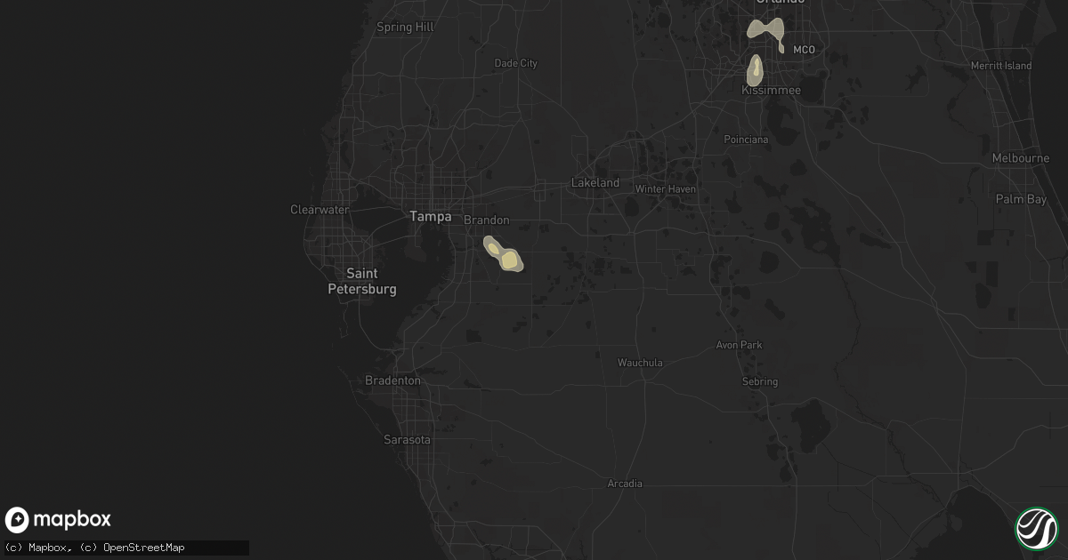 Hail map in Lithia, FL on July 21, 2014
