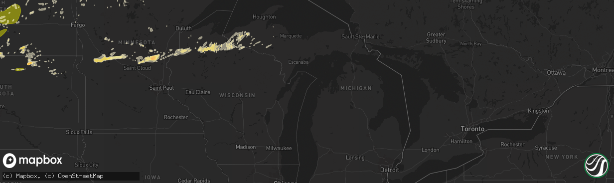 Hail map in Michigan on July 21, 2014