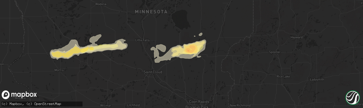 Hail map in Milaca, MN on July 21, 2014