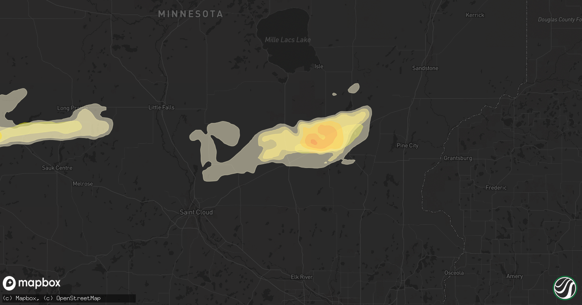 Hail map in Milaca, MN on July 21, 2014