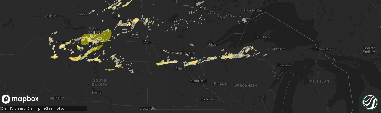 Hail map in Minnesota on July 21, 2014