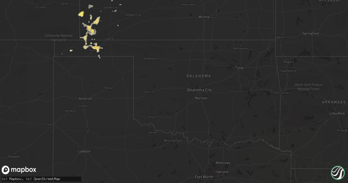 Hail map in Oklahoma on July 21, 2014
