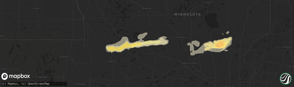 Hail map in Osakis, MN on July 21, 2014