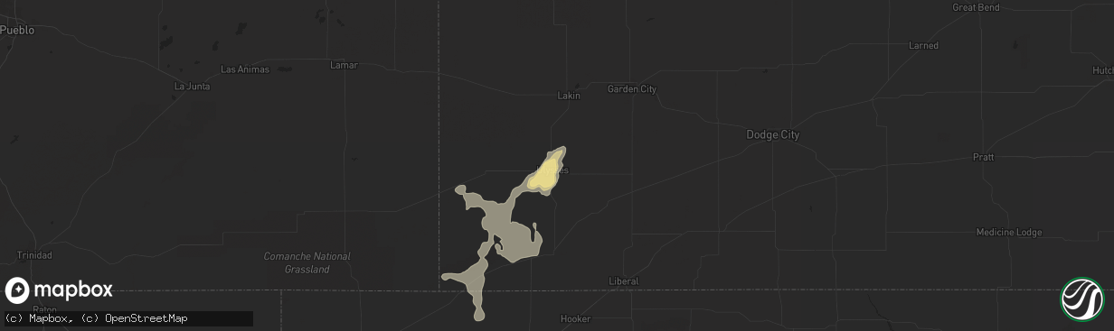 Hail map in Ulysses, KS on July 21, 2014