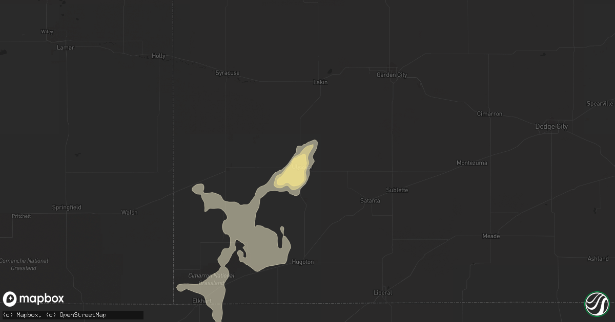 Hail map in Ulysses, KS on July 21, 2014