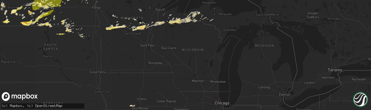 Hail map in Wisconsin on July 21, 2014