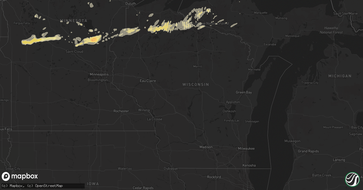 Hail map in Wisconsin on July 21, 2014