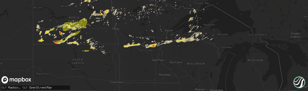 Hail map on July 21, 2014