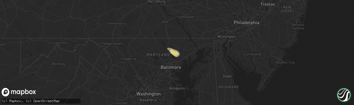 Hail map in Baldwin, MD on July 21, 2015