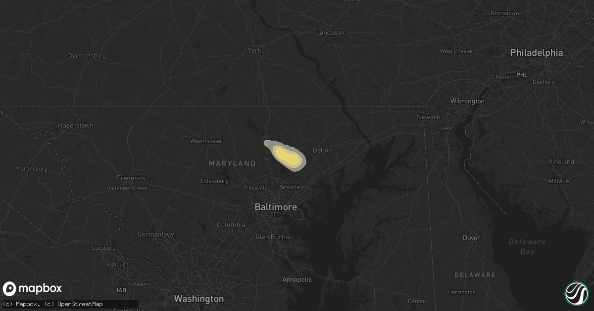 Hail map in Baldwin, MD on July 21, 2015