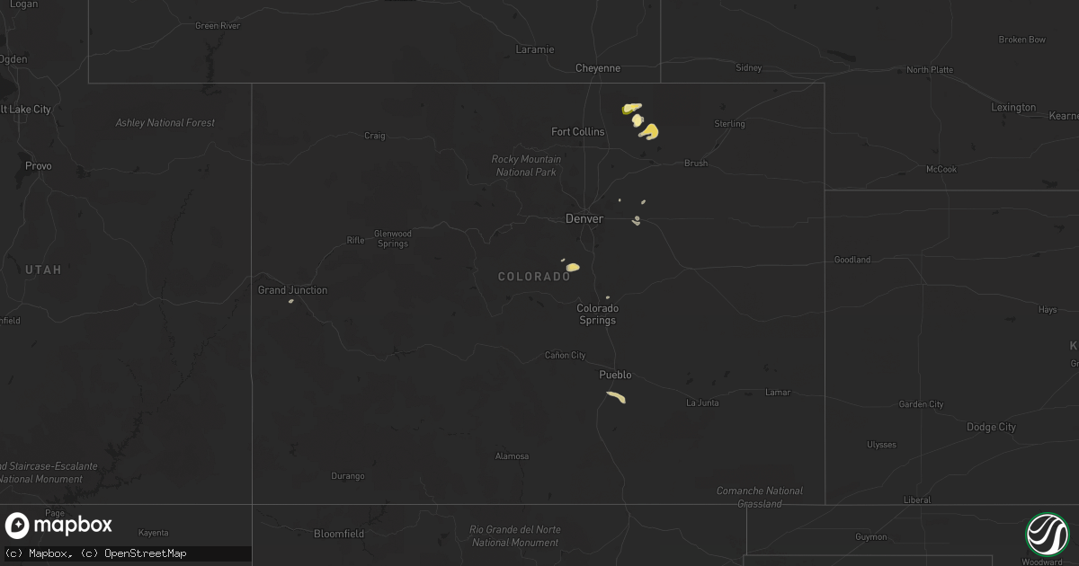 Hail map in Colorado on July 21, 2015