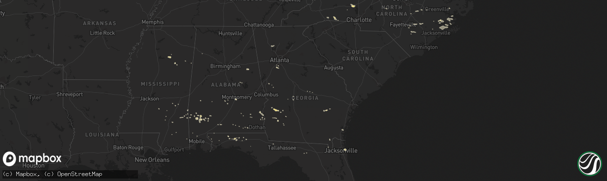 Hail map in Georgia on July 21, 2015